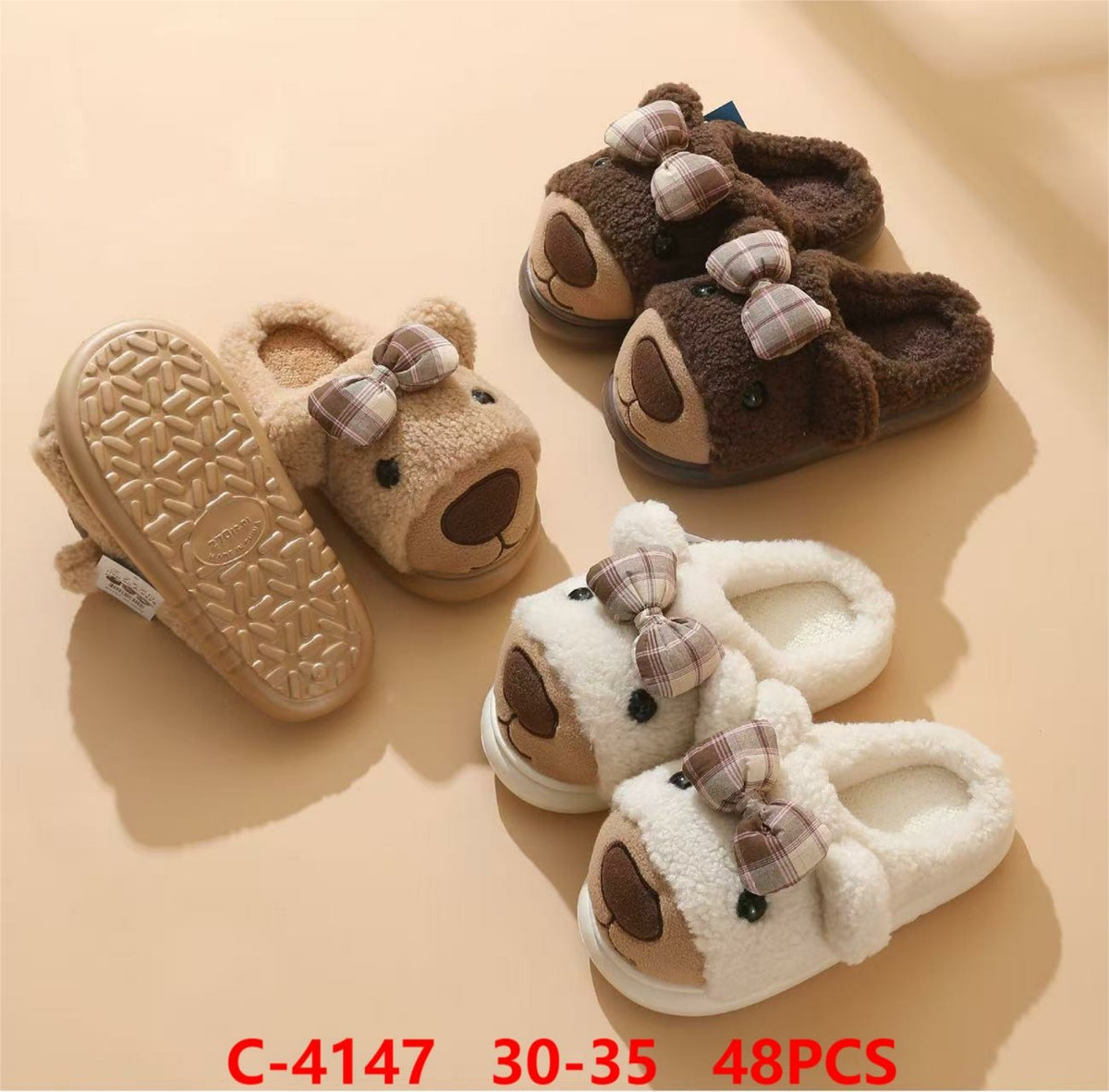 Pantuflas de oso con moño-C-4147