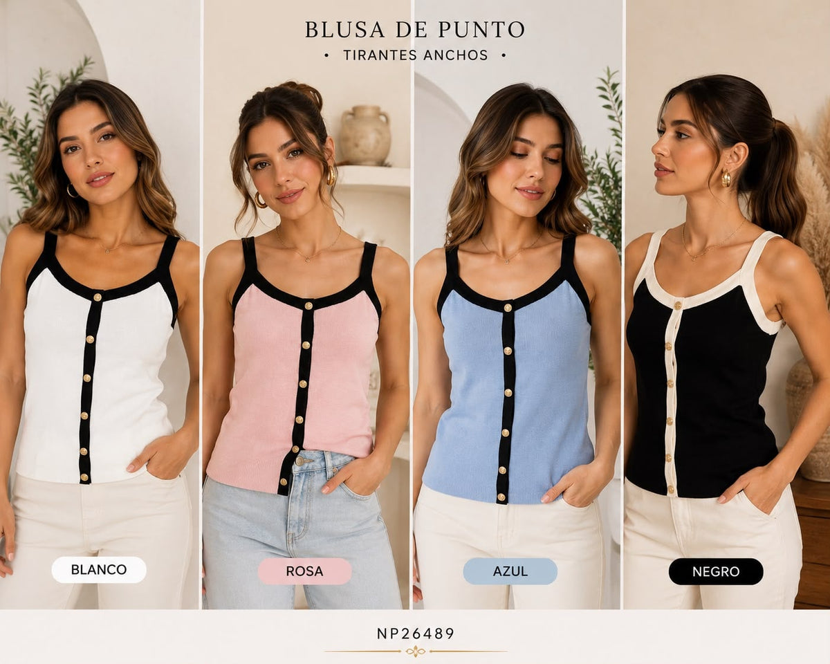 Blusa de Punto con Tirantes Anchos-NP26489