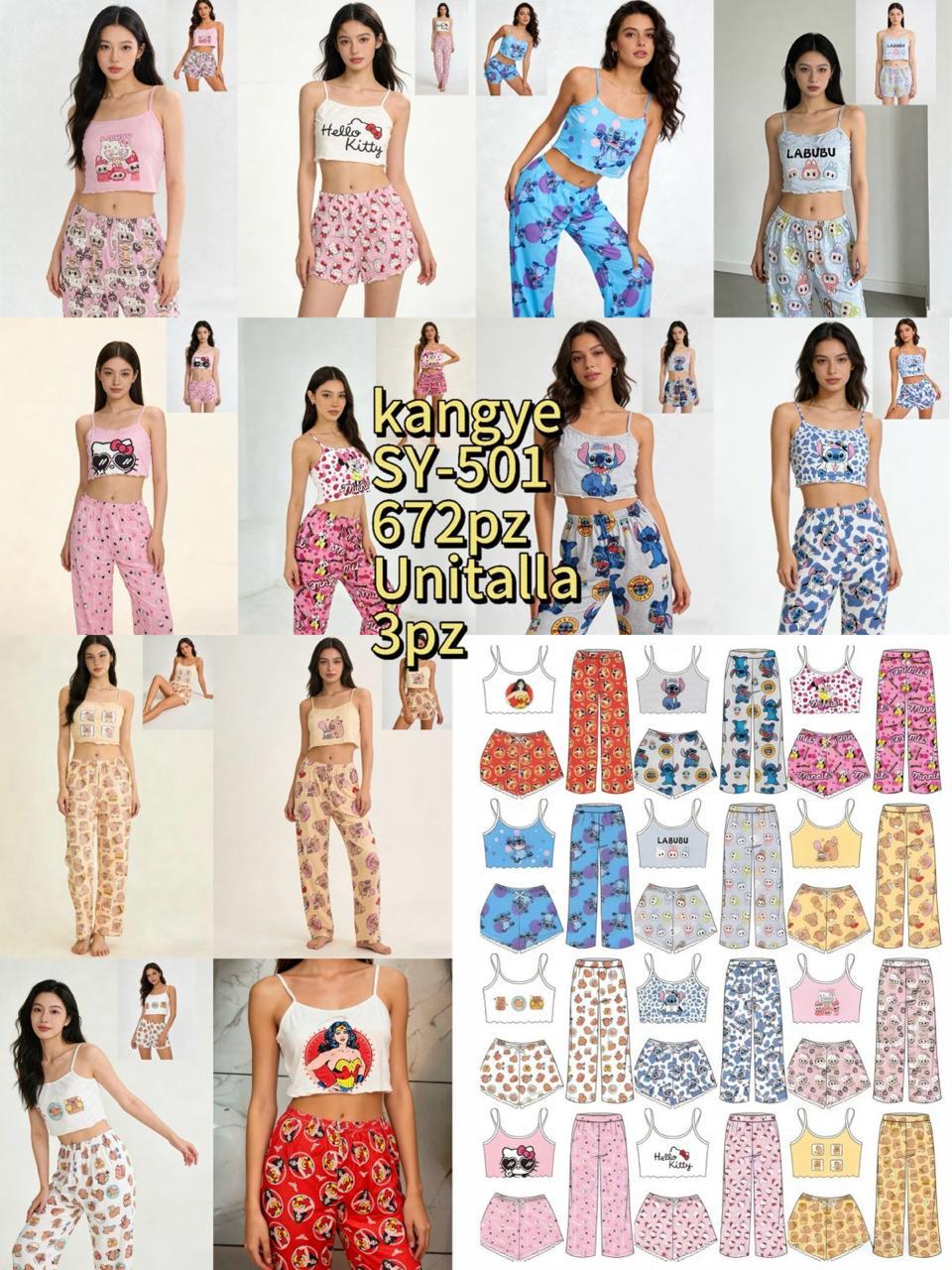 Conjunto de pijama de tirantes y pantalón-SY-501