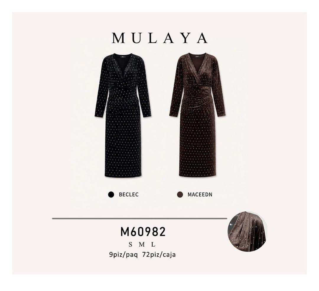 Vestido midi de terciopelo con brillantes-M60982