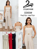 Jumpsuit con cinturón y detalles de encaje-D069#