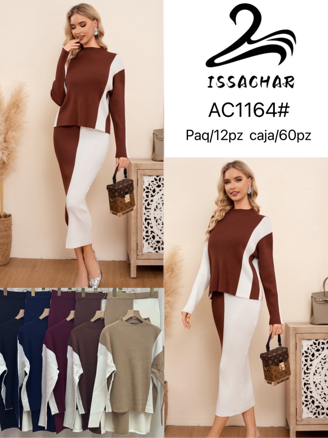 Conjunto de suéter y falda-AC1164#