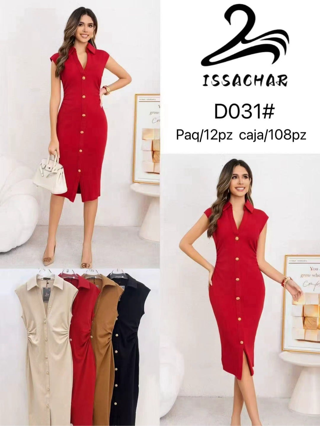 Vestido camisero con botones-D031#