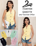 Blusa sin mangas con botones-QA6077#