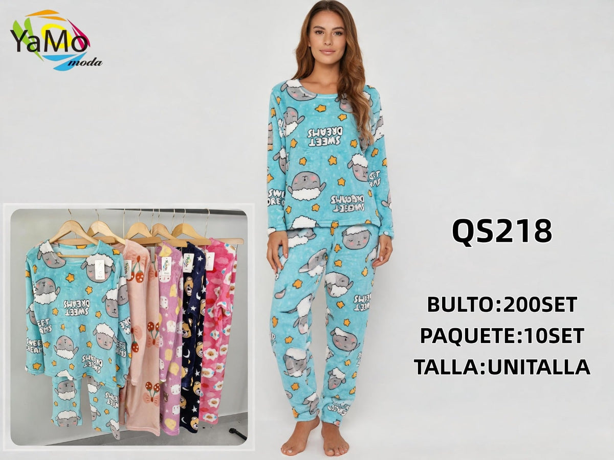 Pijama de dos piezas con estampado de animales-QS218