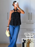 Blusa cuello halter con puntos-A3639