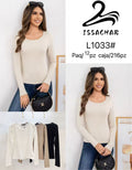 Blusa básica de manga larga-L1033#