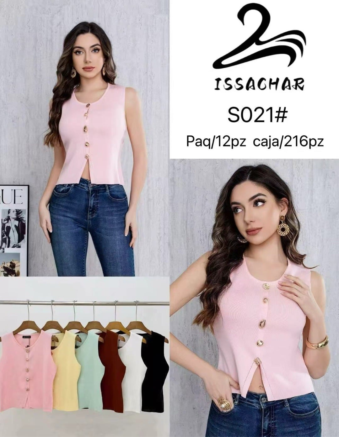Blusa con botones-S021#