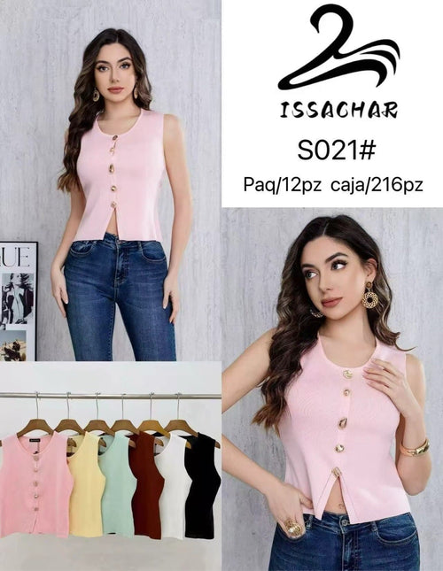 Blusa con botones-S021#
