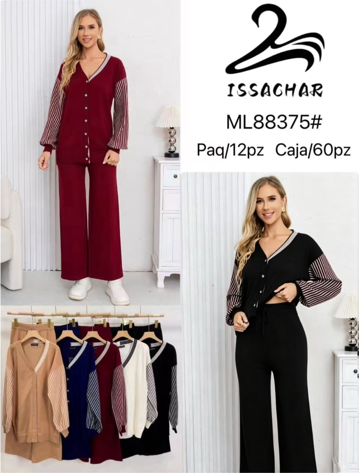Conjunto de cárdigan y pantalón-ML88375#