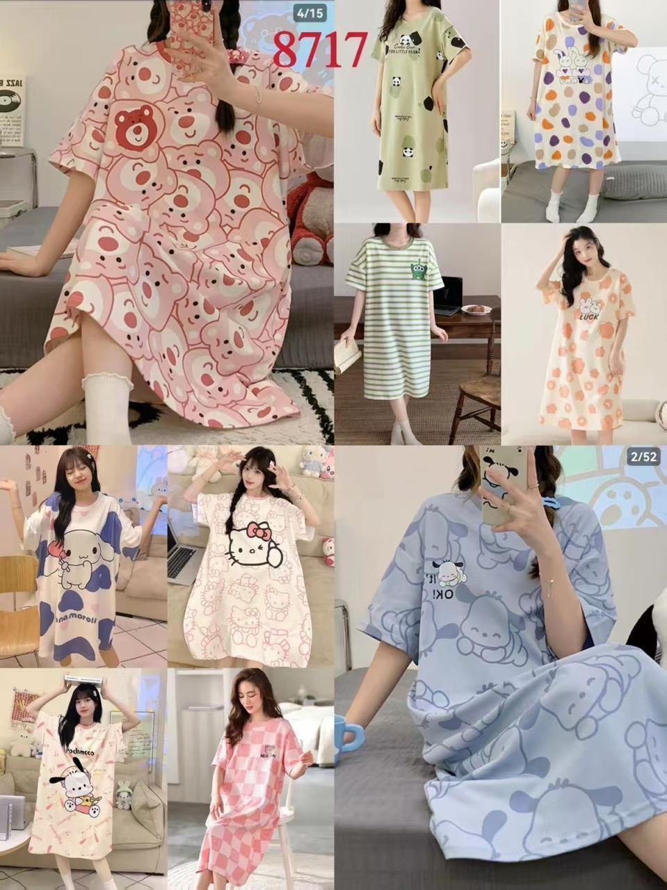 Pijama tipo camisón estampado-8717
