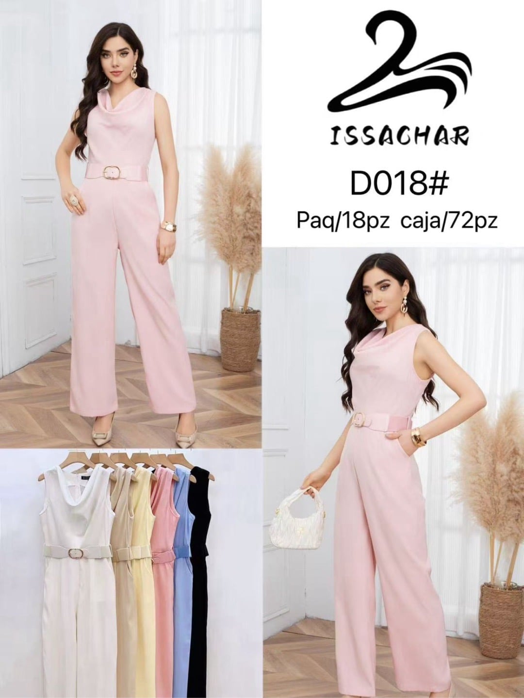 Jumpsuit con cinturón-D018#