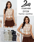 Blusa crop top de encaje-D112#