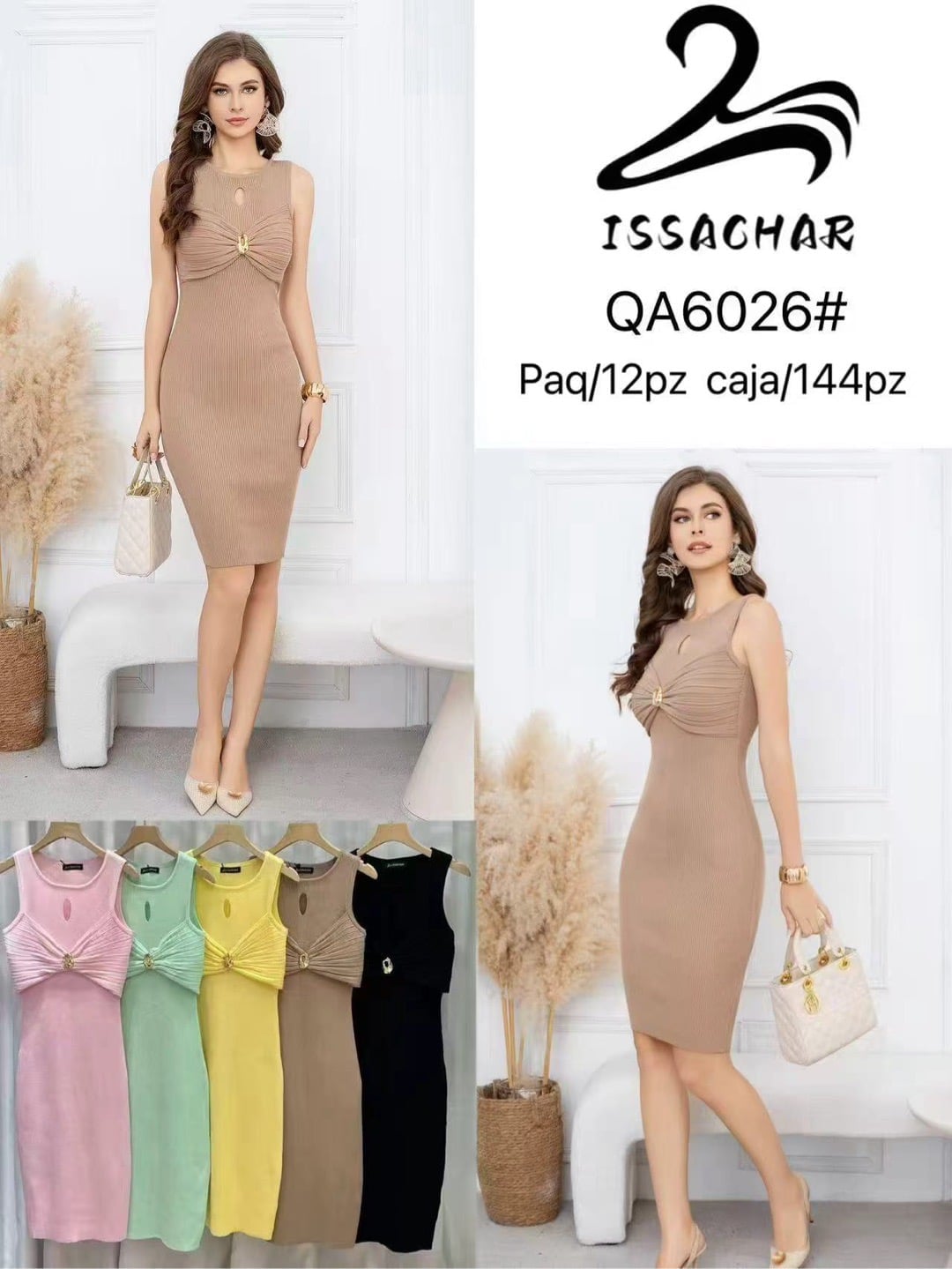 Vestido corto con detalle al frente-QA6026#