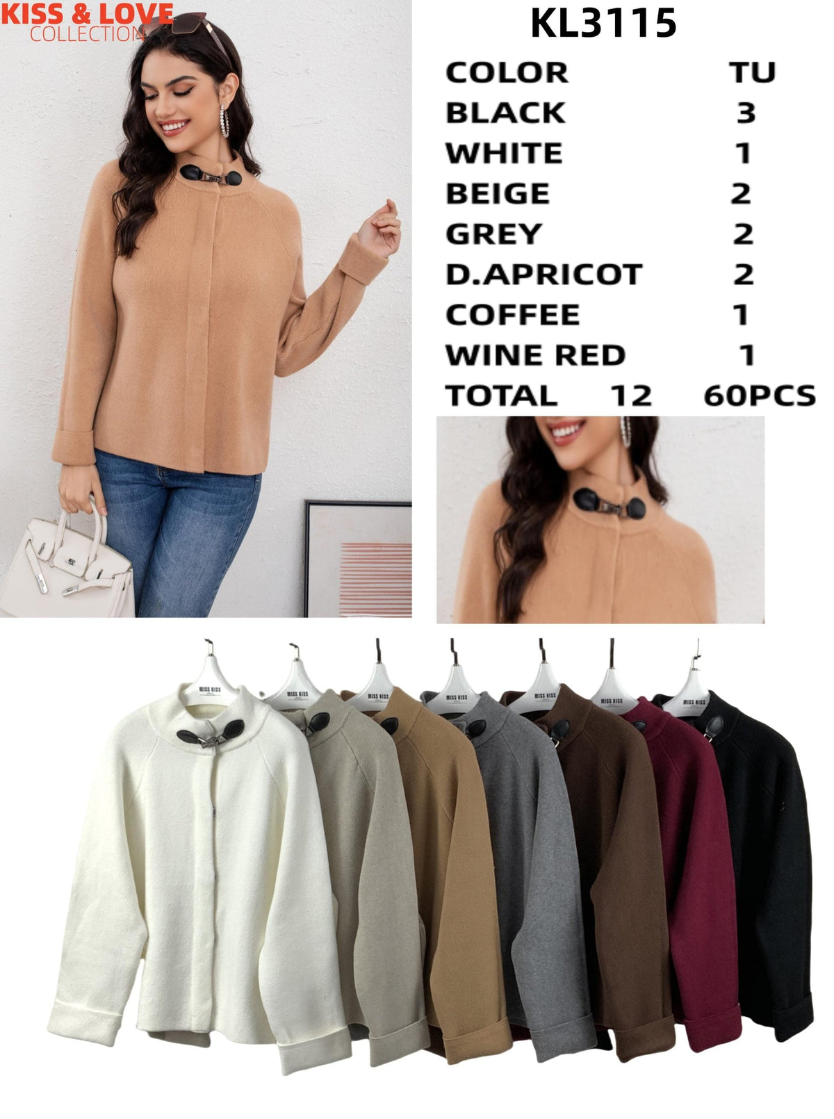 Suéter con broche frontal-KL3115