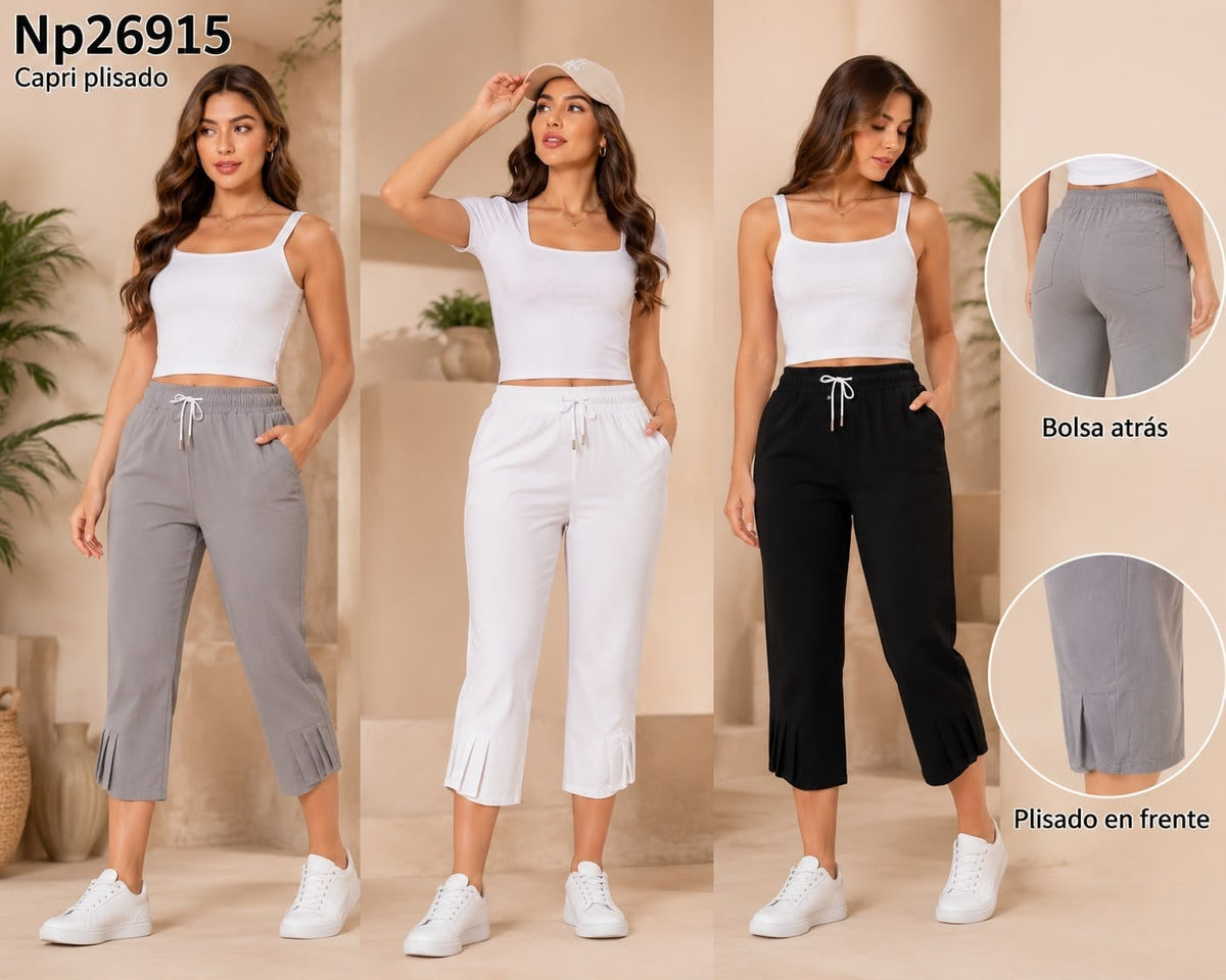 Pantalón Capri plisado-NP26915
