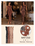 Vestido largo con estampado de lunares-M91350