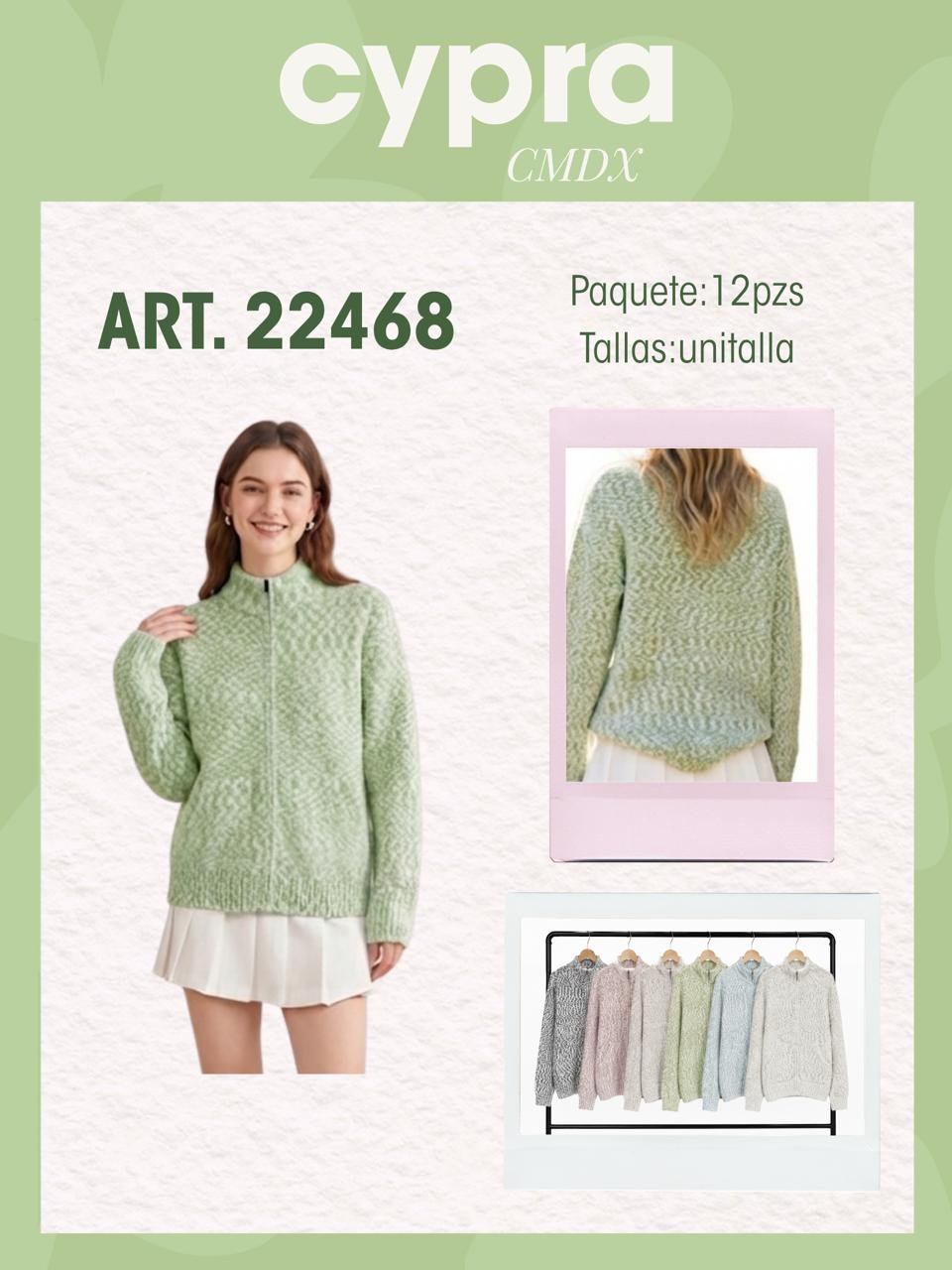 Suéter cardigan con cierre-22468