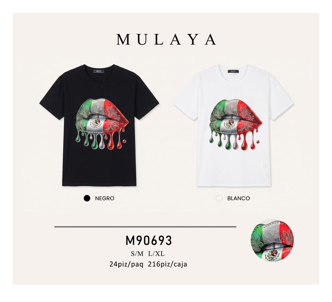 Playera con estampado de labios-M90693