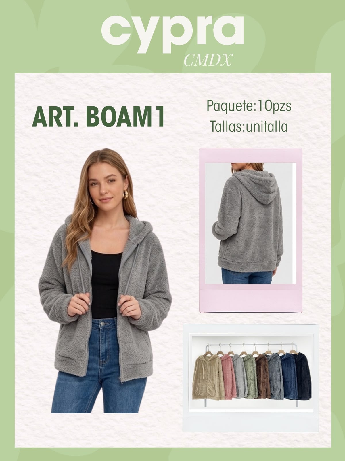 Sudadera de peluche con cierre y capucha-BOAM1