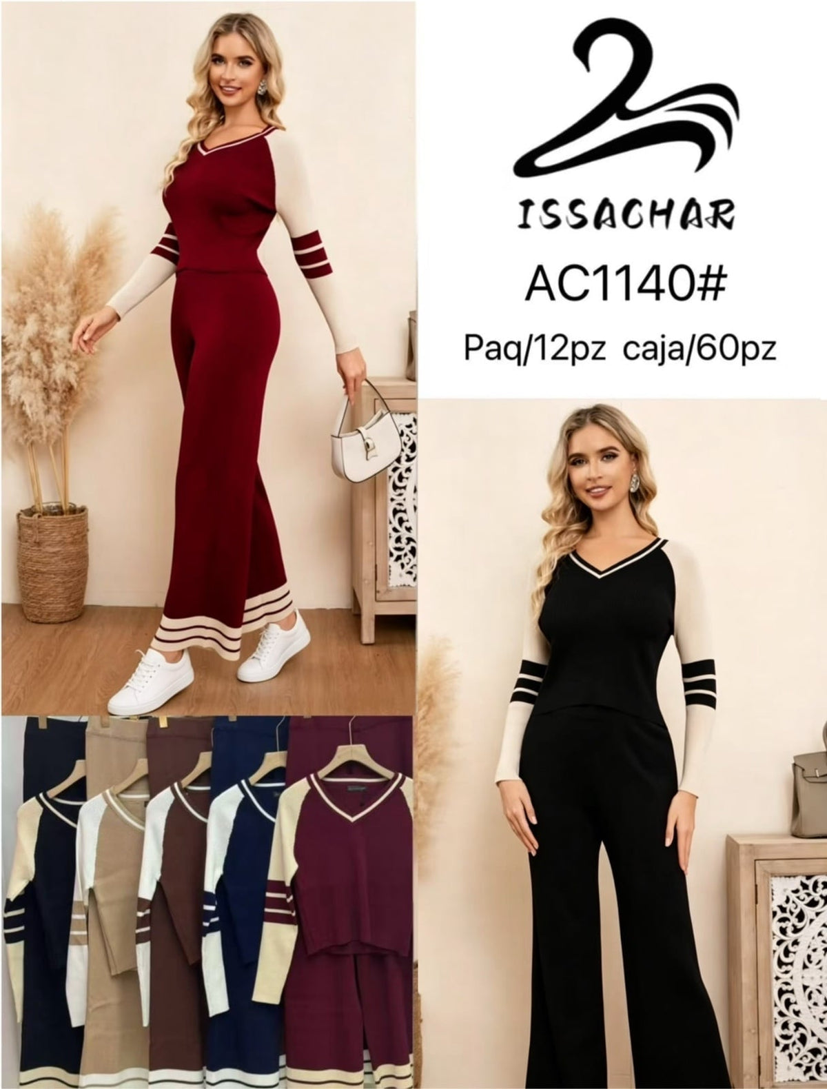 Conjunto de suéter y pantalón-AC1140#