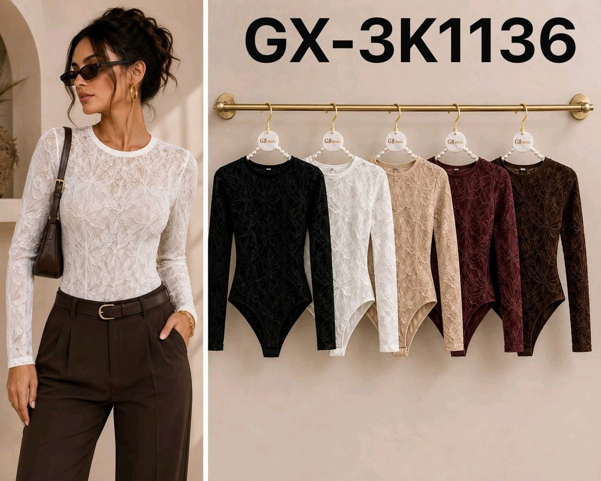 Body de encaje manga larga-GX-3K1136