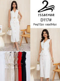 Vestido con botones y cinturón-D117#
