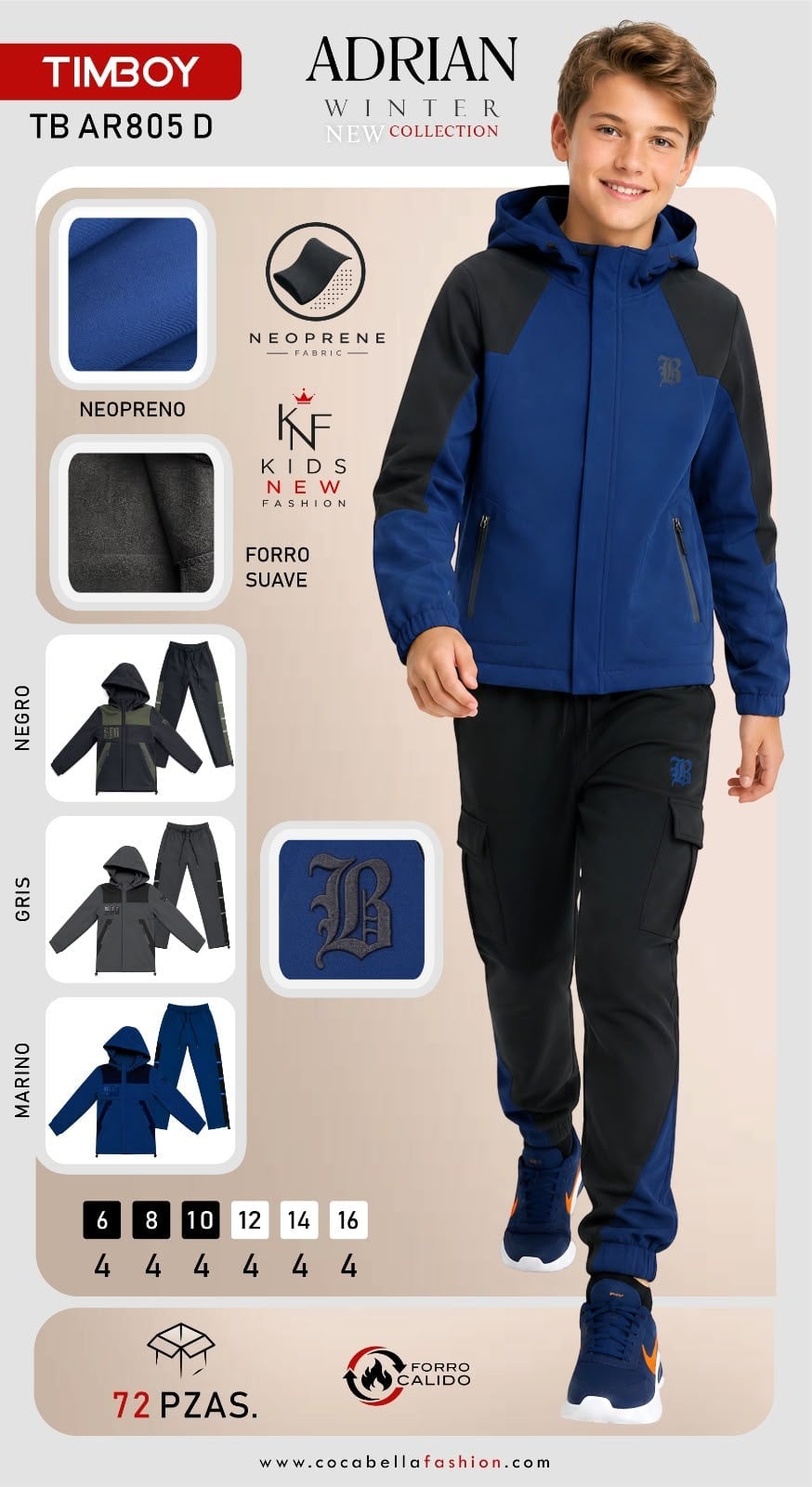 Conjunto de sudadera con capucha y pantalón-TB AR805 D