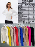 Chaqueta de punto con cremallera y bolsillos-KL2297