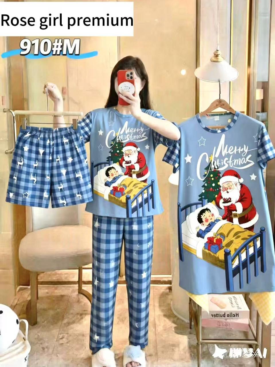 Pijama de dos piezas navideña-910#M