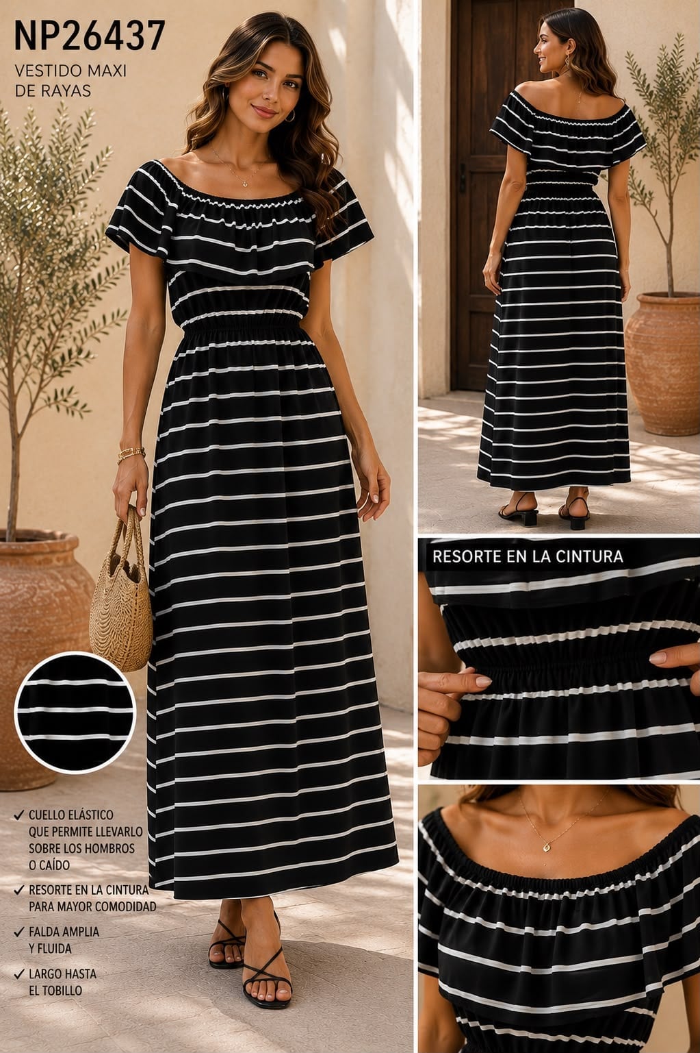 Vestido maxi de rayas-NP26437