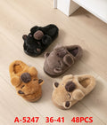 Pantuflas de peluche con diseño de oso-A-5247