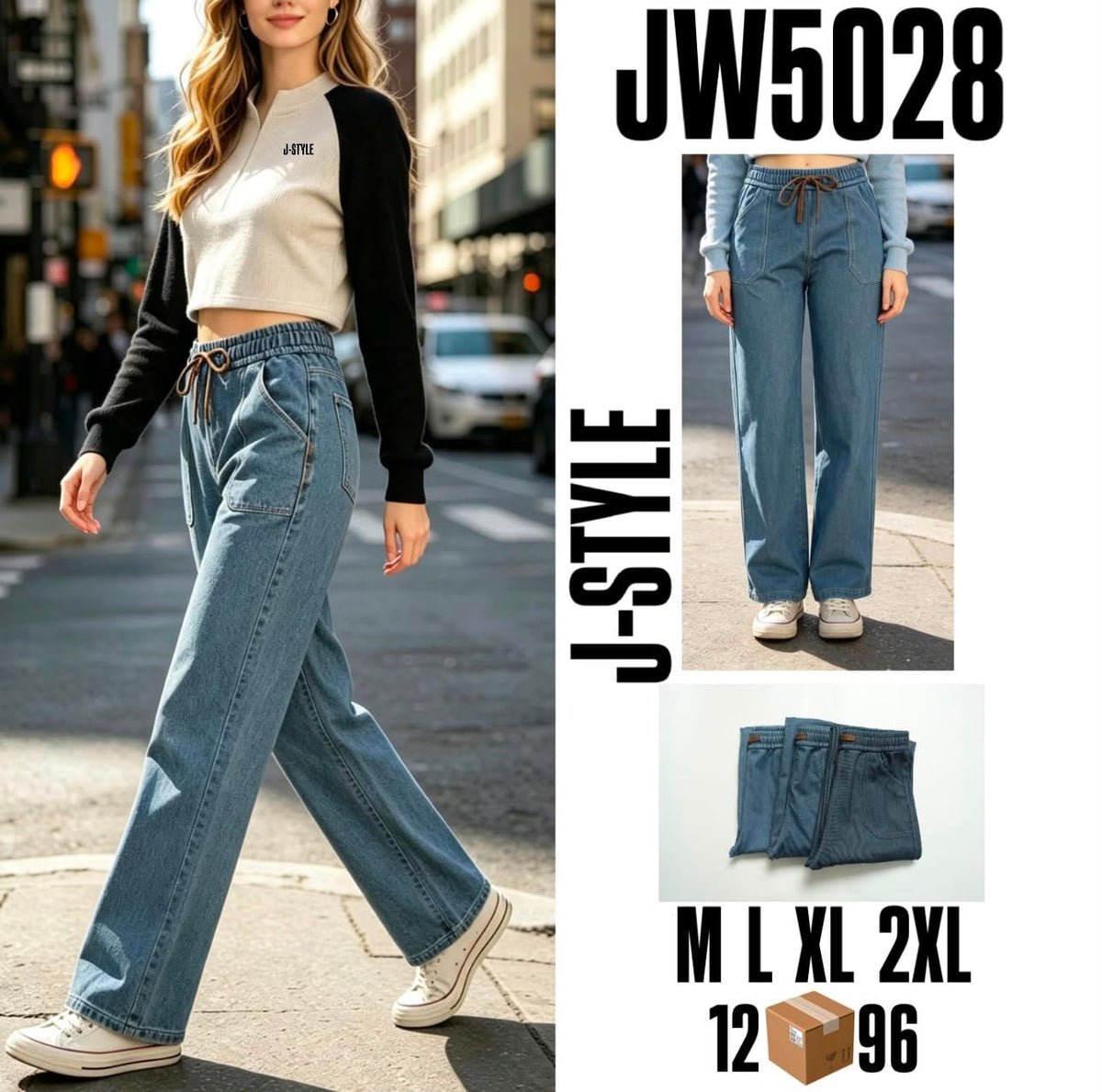 Pantalones tipo jeans de mezclilla-S-JW5028