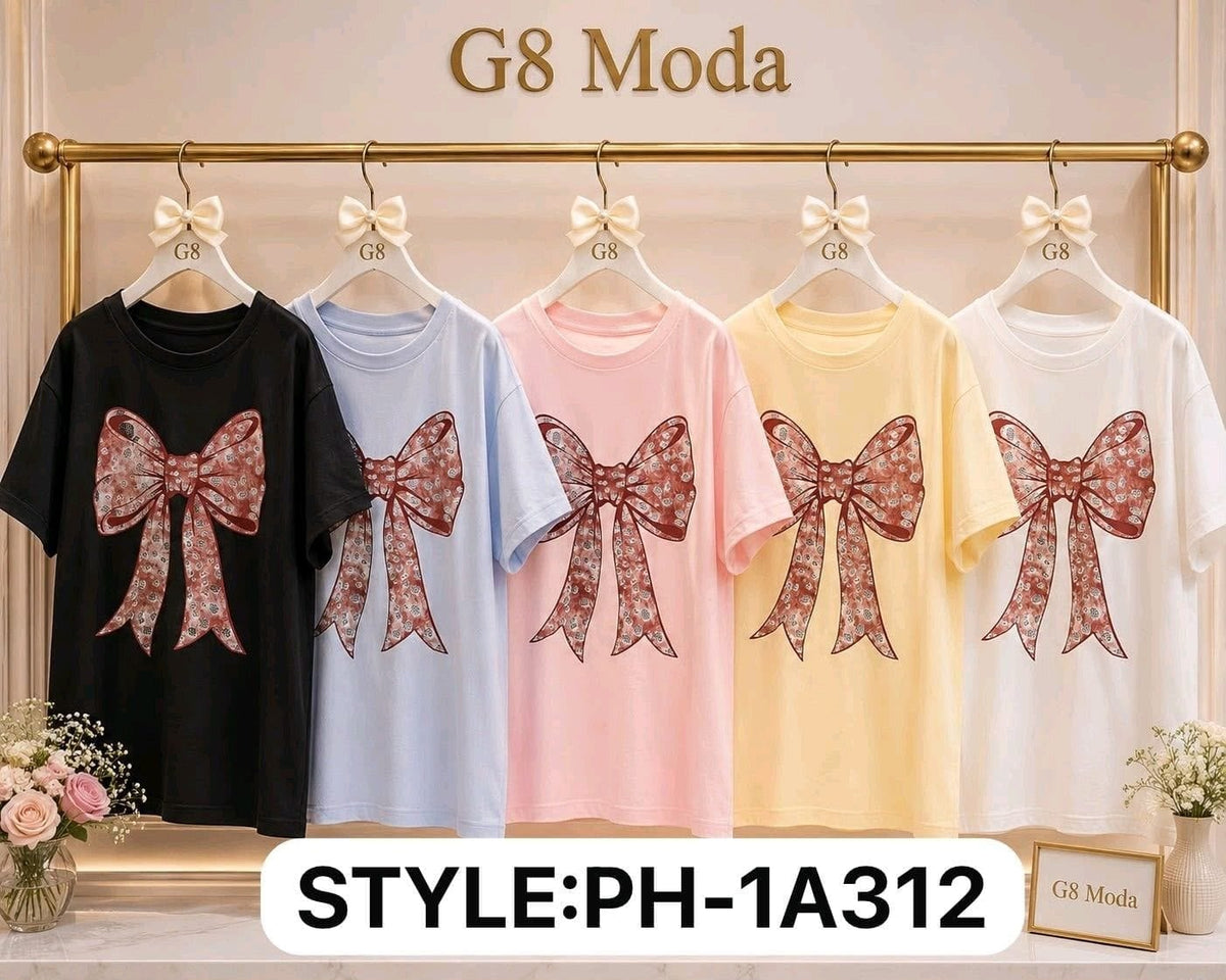 Playera con estampado de moño-PLA-PH-1A312