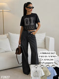 Playera con encaje y diseño de números-F2827