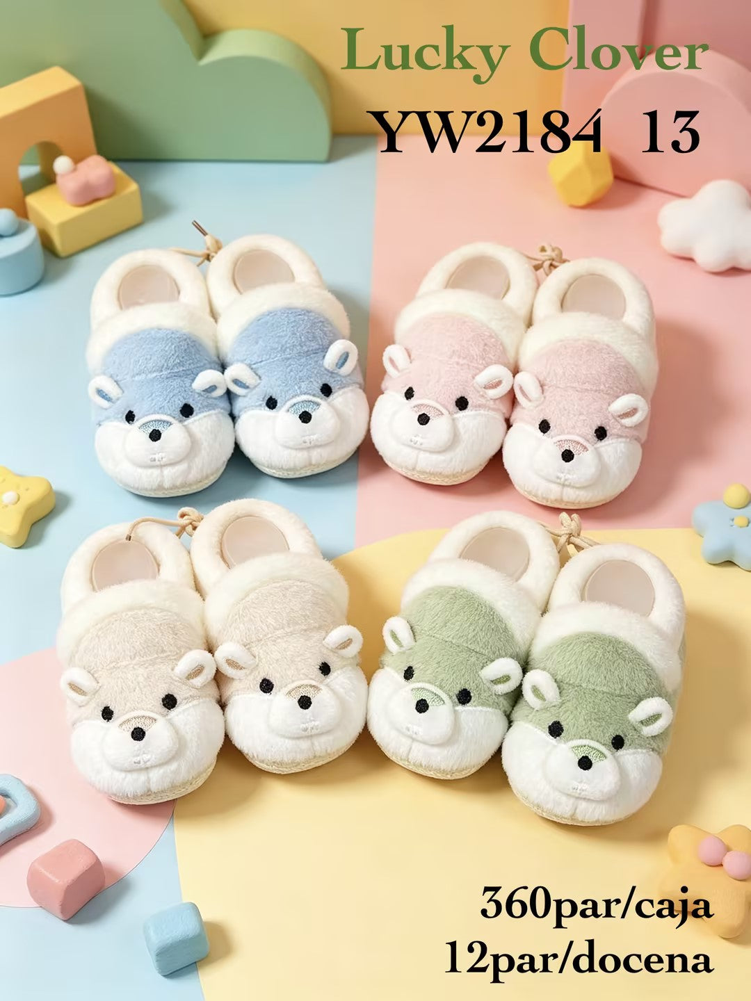 Pantuflas con diseño de oso-YW2184