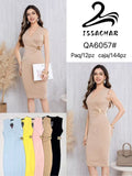 Vestido entallado con hebilla lateral-QA6057#