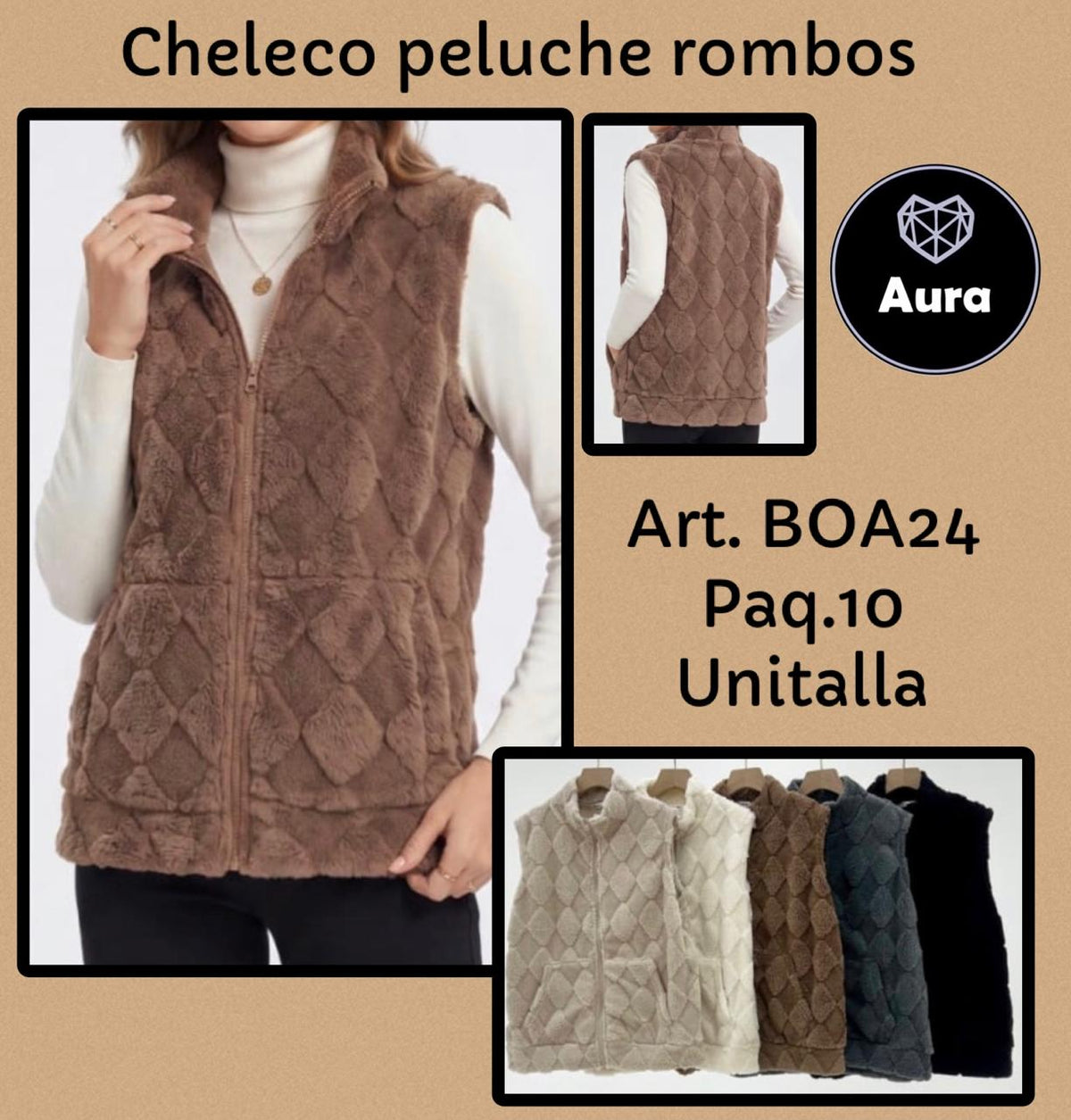 Chaleco peluche rombos-BOA24