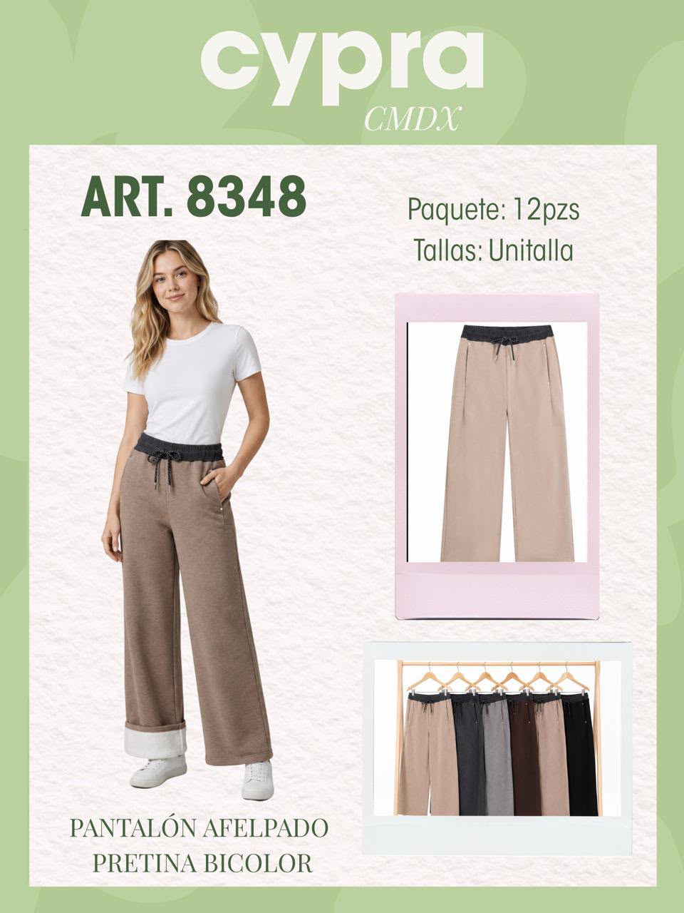 Pantalón afelpado pretina bicolor-8348