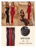 Vestido largo con pedrería-M91038