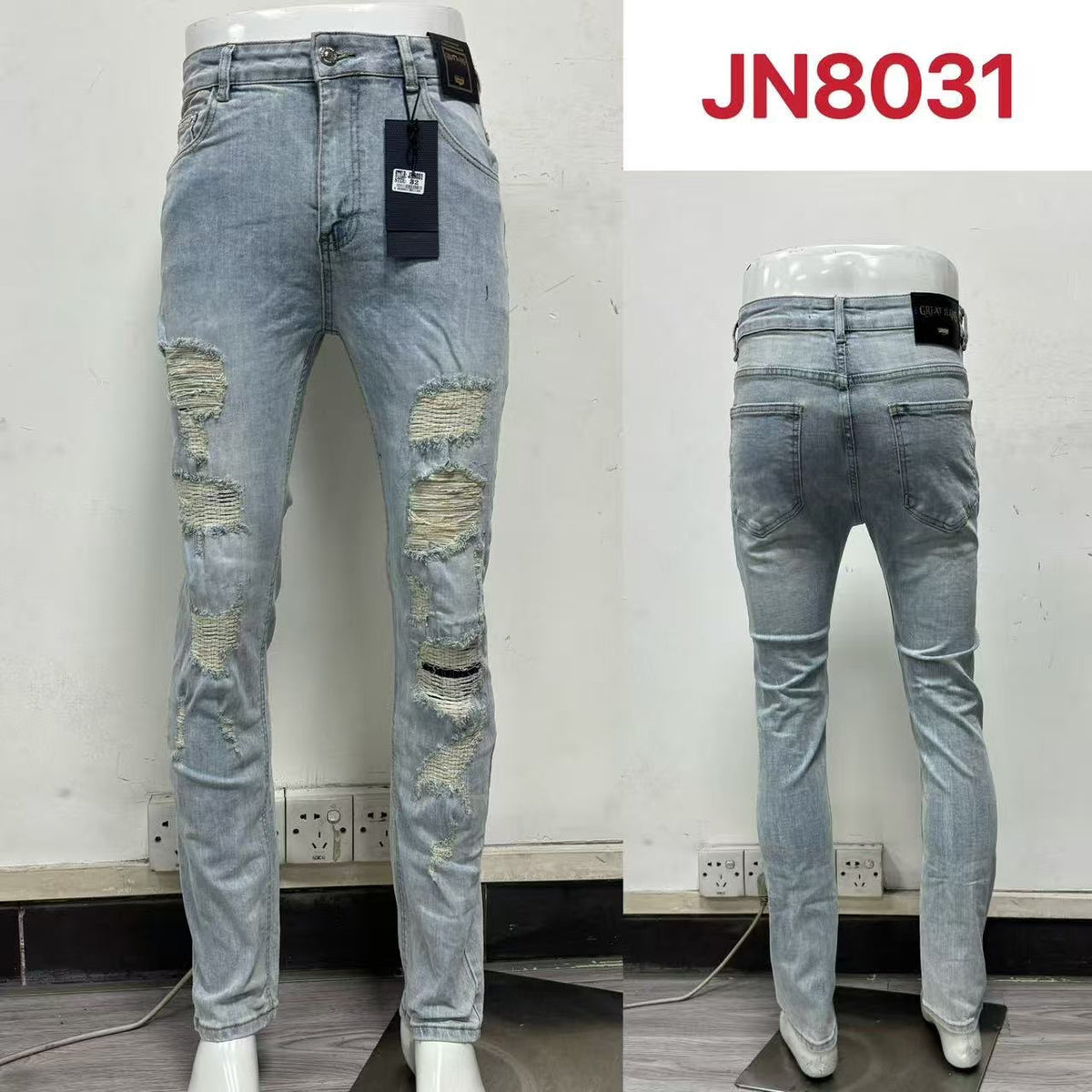 Jeans corte skinny con rasgaduras-JN8031