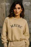 Sudadera de borreguillo con letras-SUD-5035L