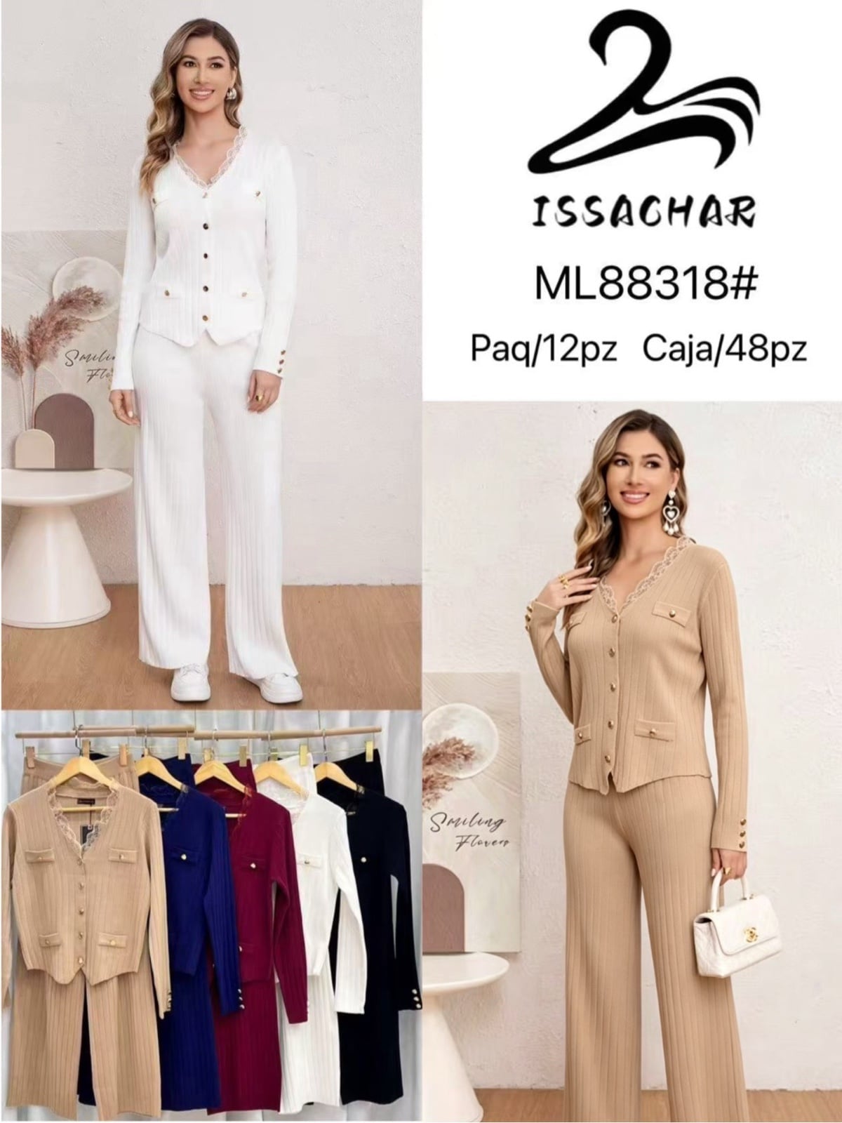 Conjunto de cárdigan y pantalón-ML88318#
