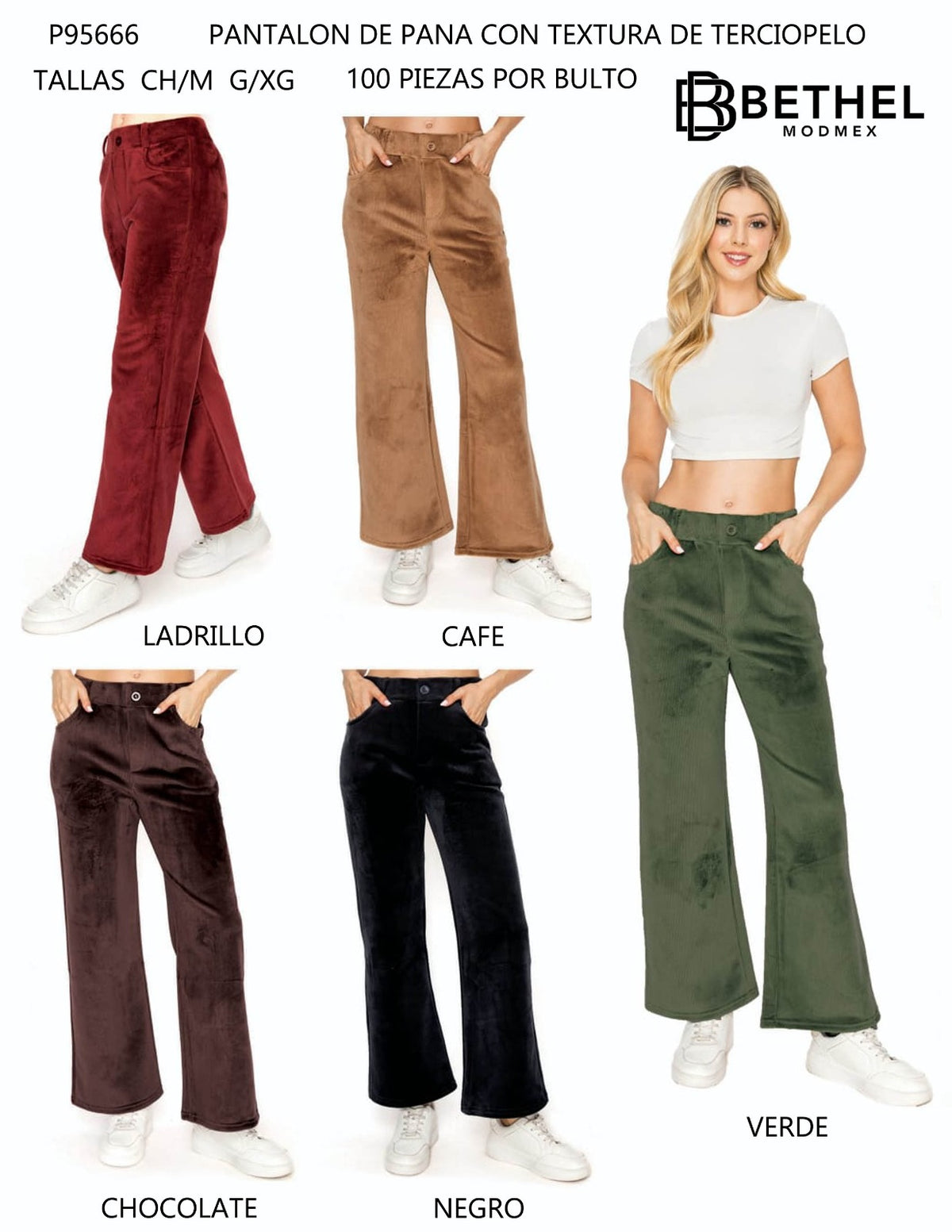 Pantalón de pana con textura de terciopelo-P95666