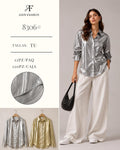 Camisa de botones metalizada-8306#