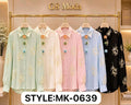 Camisa de manga larga con bordados y detalles florales-BLU-MK-0639