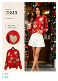 Suéter con estampado de corazones-21815