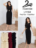 Vestido con botones y cinturón-L1116#