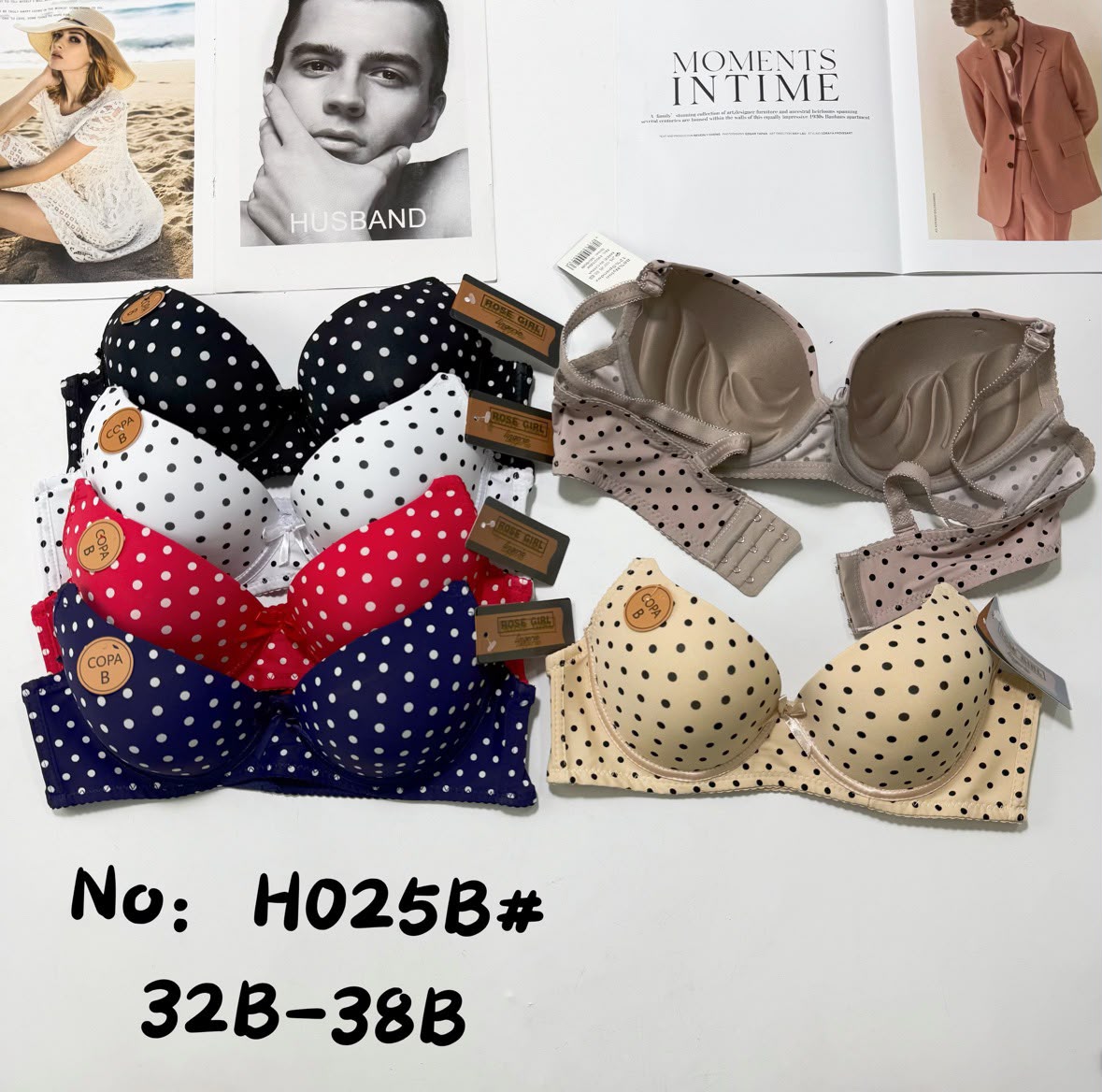 Sujetador con estampado de lunares-H025B#