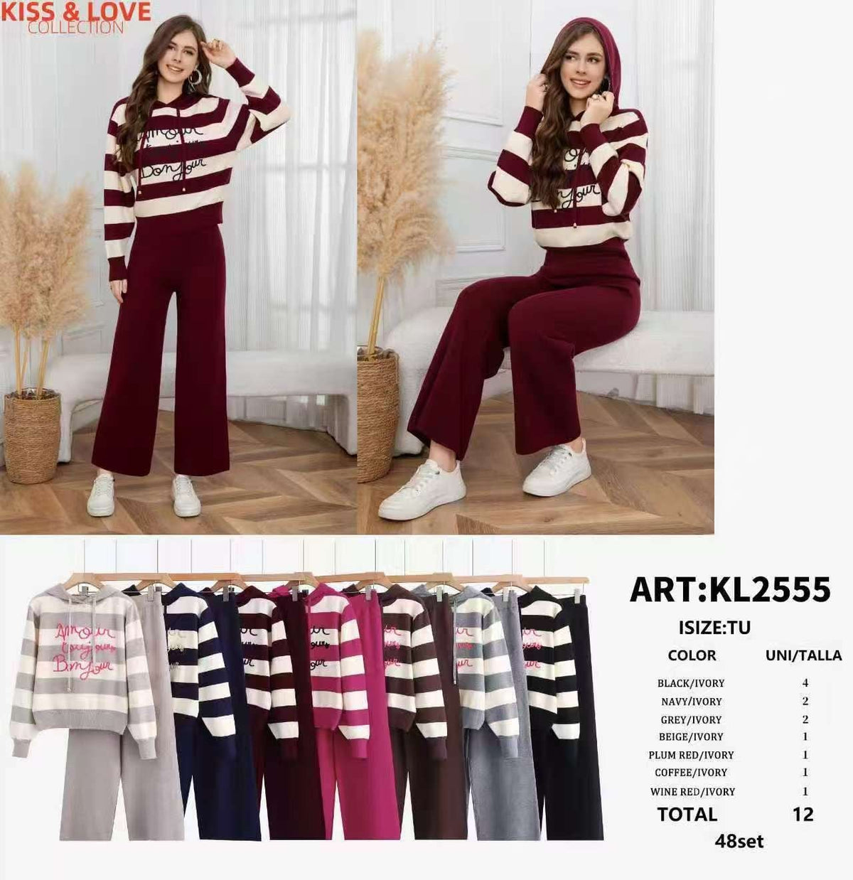 Conjunto de sudadera con capucha y pantalón-KL2555